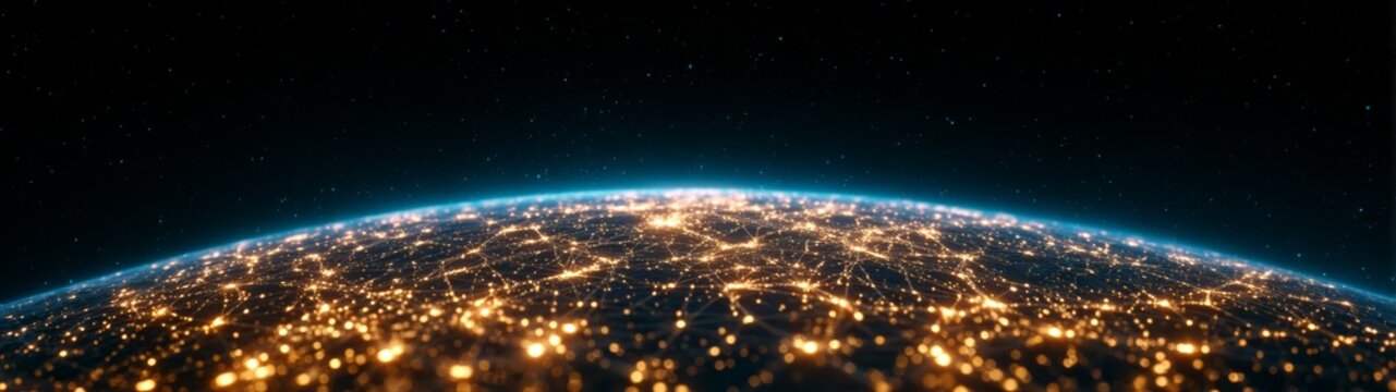 Global connectivity illuminated satellite view of earth digital landscape futuristic environment nighttime imagery