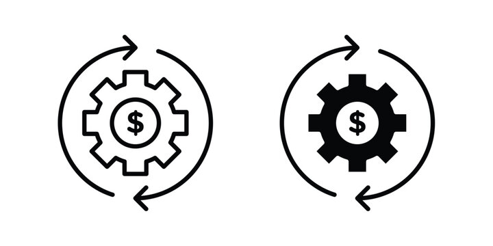 Cost optimization icon outline style. Black solid silhouette style icons