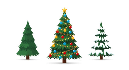 Obraz premium Festive christmas trees a trio of holiday cheer and seasonal decorations