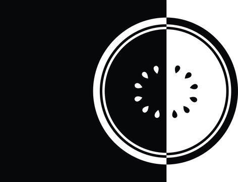 Half watermelon silhouette a black and white dichotomy of summer fruit