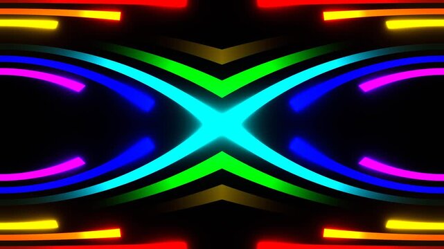 Multicolor Neon Lines Moving to Center Background VJ Loop in 4K