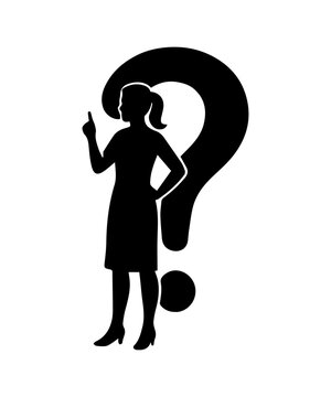 Woman silhouette thinking with question mark icon