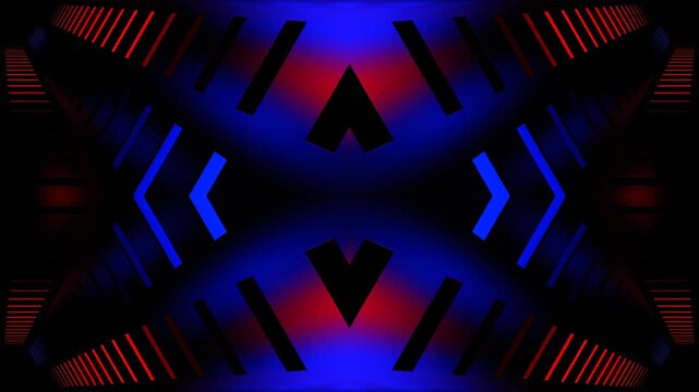 Red and Blue Neon Bright Light Kaleidoscope Background VJ Loop in 4K