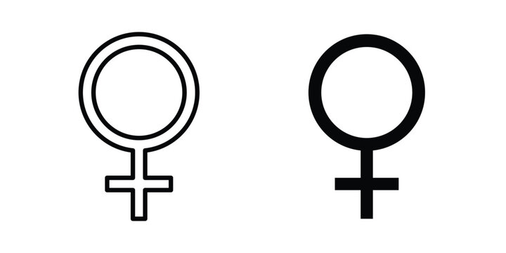 female icon outline style. Black solid silhouette style icons