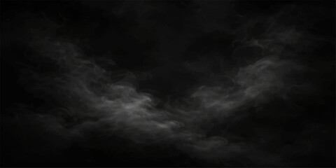 Dark smoke drifting over a black background creating a mysterious abstract atmosphere © Fatema
