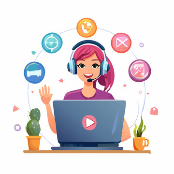 cartoon gamer character set, streaming setup, headset, RGB lighting, gaming poses, interchangeable expressions