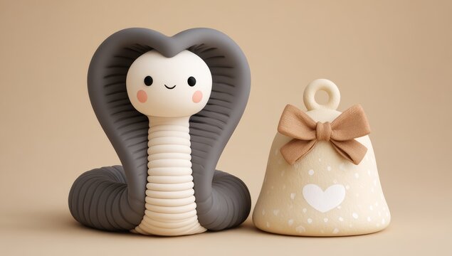 A playful, snakeshaped container with a smiling face set against a light background
