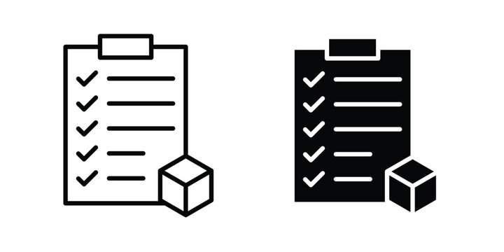 Inventory control icon outline style. Black solid silhouette style icons