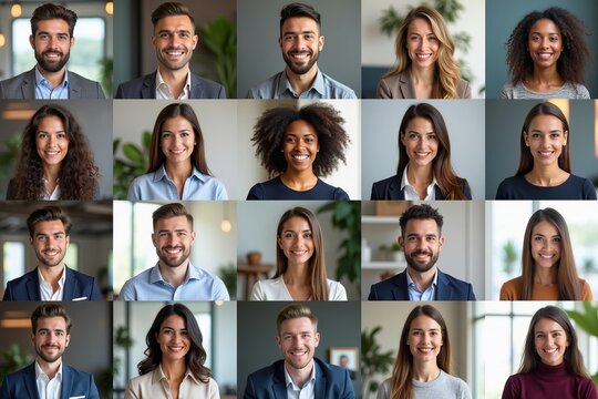 Diverse Avatar Grid showcasing individuals for a business or online conference theme