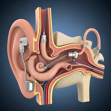 Cochlear Implant Illustration - A Detailed Look at Hearing Technology.