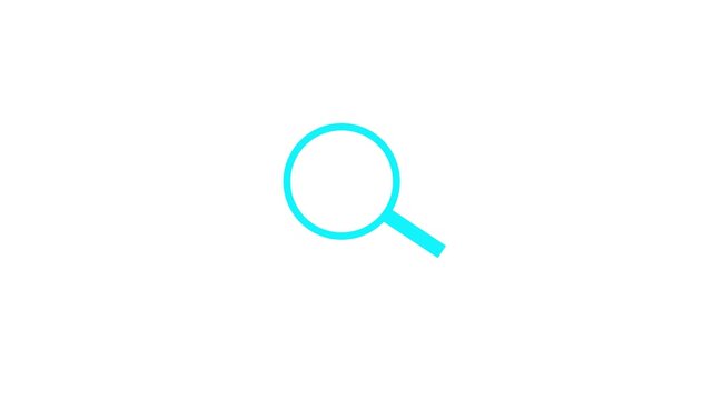 Animated illustration of a magnifying glass icon moving smoothly, representing search, exploration, and research concepts.