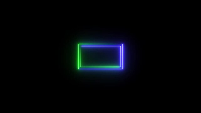Abstract neon light rectangle border frame icon animation and seamless loop line.