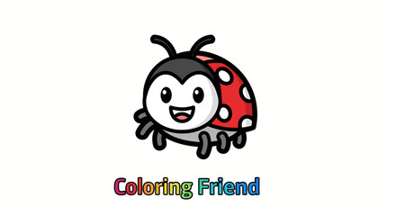 Fototapeta premium coloring book ladybug character for kids illustration