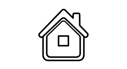 Fototapeta premium Minimalist outline of a house with a square window and peaked roof