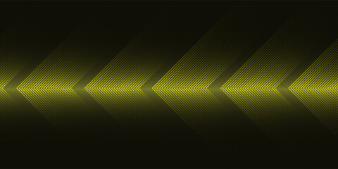 Abstract yellow neon glowing lines in arrow shape on dark background. High tech geometric vector illustration. eps10 © rohma