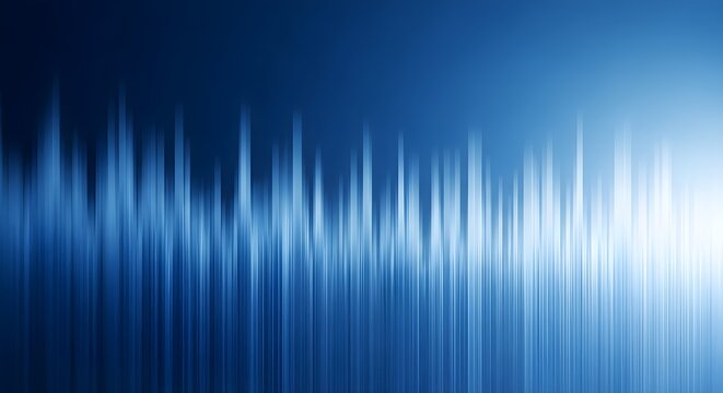 Abstract background with vertical light rays and sound wave effect in blue gradient colors