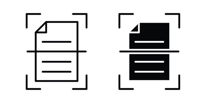 Scan documents icon outline style. Black solid silhouette style icons
