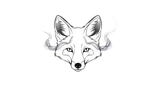A profile portrait of a wild red fox head and a young cub isolated on a white background, featuring the predatory canine features and fur textures of the Vulpes vulpes mammal in nature