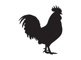 Rooster silhouette vector illustration on white background © Gina