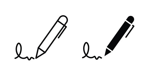 Signature icon outline style. Black solid silhouette style icons © Hunt