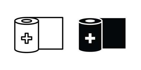 Sterile gauze icon outline style. Black solid silhouette style icons © Hunt