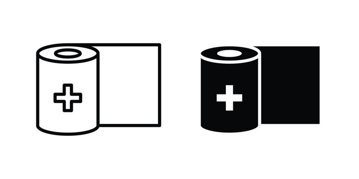 Sterile gauze icon outline style. Black solid silhouette style icons