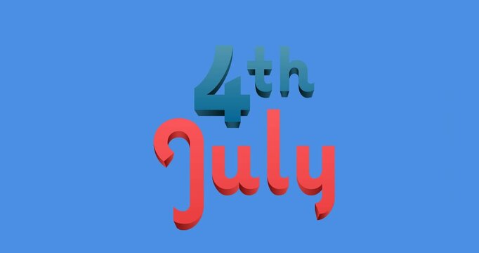 Digital animation of concentric circles effect over 4th of july text against blue background