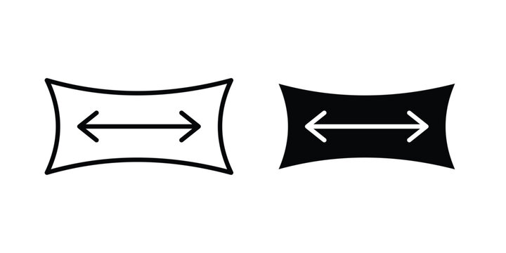 Stretchable icon outline style. Black solid silhouette style icons