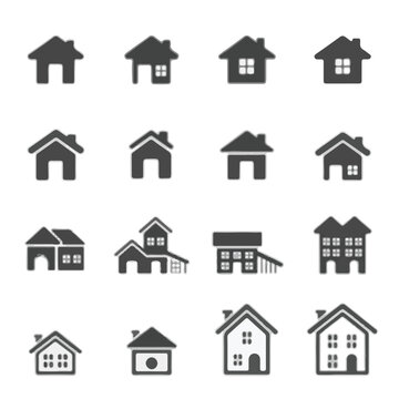 Collection of house icons in various styles and designs Keywords: house, home, icon, symbol
