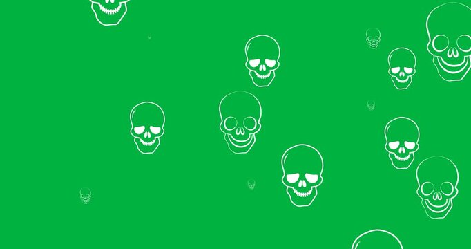 Halloween digital illustration holiday scary celebration animation icons skull black background