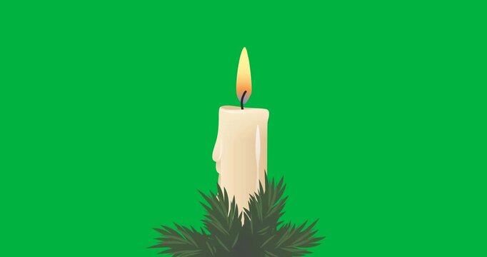 Digital animation of burning candle icon against black background
