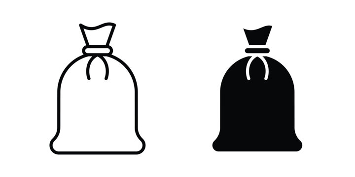 Trash bag icon outline style. Black solid silhouette style icons