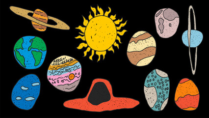 Space hand drawn vector set © missbobbit