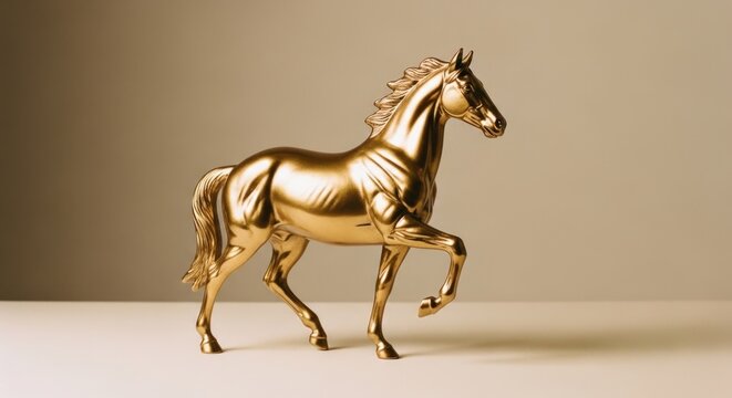 Elegant Golden Horse Statue A Symbol of Strength and Beauty.
