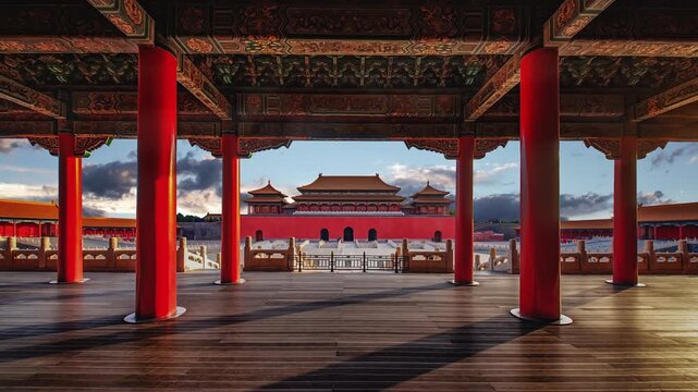 Time-lapse of the majestic Wumen Gate at the Forbidden City, capturing the changing light and architecture from a breathtaking perspective.