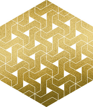 Large gold foil hexagonal texture with a transparent background