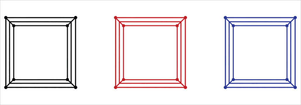 Professional Boxing Ring Icon Set with Ropes for Sports Competition and Fitness Training Vector Illustration