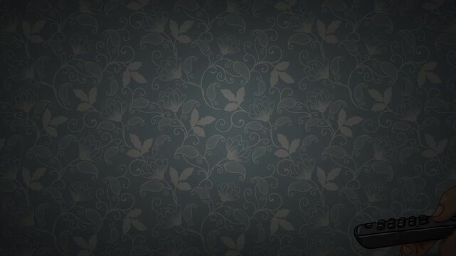 Quiet Night With Remote Control And Dimmed Lights. Solitary Figure Relaxes With Remote In Softly Lit Room