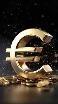 Golden Euro currency symbol, representing the European Union's robust financial system, economic stability, prosperous investment, and future global market strength