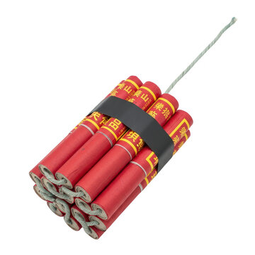 Dynamite stick with fuse isolated on transparent background explosive device illustration