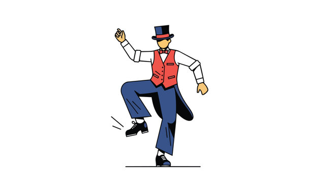 Tap Dancer in Formal Attire Performing a Classic Dance Move
