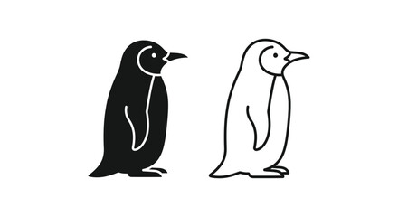 Obraz premium Cute Black White Penguin Illustrations Vector
