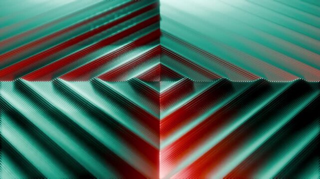 Vibrant Metallic Ridges Merge Inward To Craft Balanced Triangular Pyramid With Reflective Shine