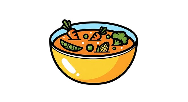 Vibrant orange vegetable soup bowl.