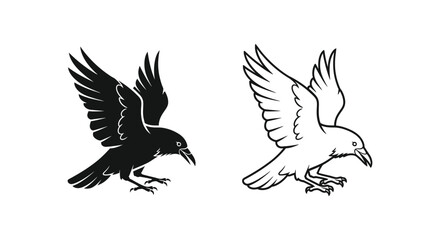Fototapeta premium Black White Bird Silhouettes Design Ideas & Illustrations Vector