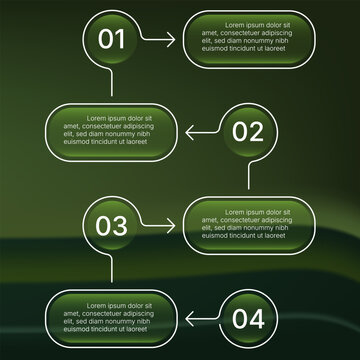 Green gradient infographic template with four steps flow design