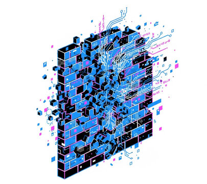 Digital Firewall Breach Abstract Representation of Cyber Security Threats and Data Protection Vulnerabilities