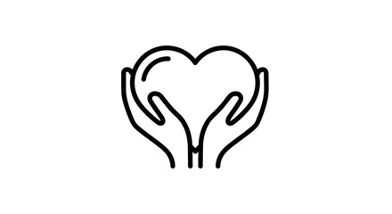 Obraz premium Hands holding a heart shape icon symbol of care and support