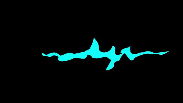 一瞬で左から右に流れるように燃える水色の炎のエフェクト。2DFXの手書きアニメーション。火属性の魔法の演出。編集しやすい黒背景