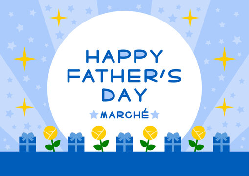 黄色いバラとプレゼントの父の日イラスト